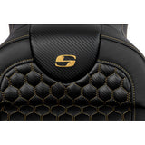 SADDLEMEN RoadSofa™ Seat - Honeycomb - Gold Stitch - without Backrest - FLH/FLT '08-'23 A808-07B-189GOL