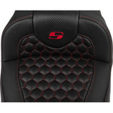 SADDLEMEN Roadsofa™ Extended Reach Seat - with Backrest - Honeycomb - Red Stitch - FLTR/FLHX '23-'24 823-07-190B4