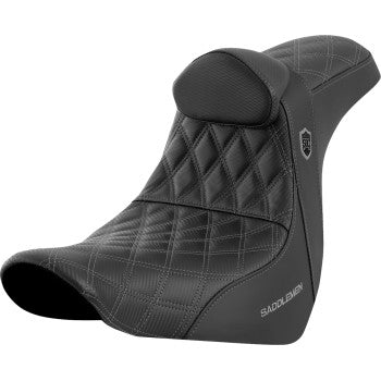 SADDLEMEN Pro Series SDC Performance Seat - with Backrest - Gray Stitch - FL/FX '18-'23 SC81829GRERT