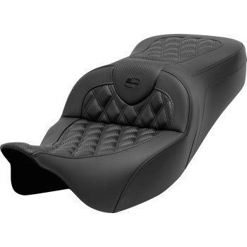 SADDLEMEN Roadsofa™ Seat - without Backrest - Lattice Stitch - Carbon Fiber - FL '08-'23 808-07CF-182