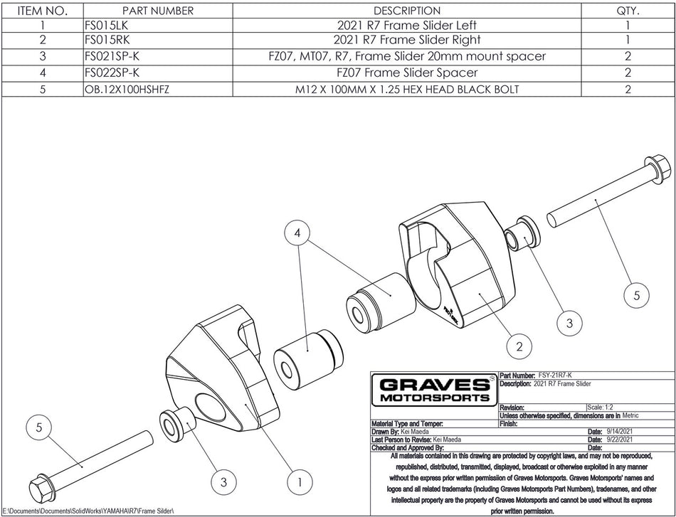 Graves R7 Diamant-Rahmenschieber 2021-2024 Fsy-21r7-K