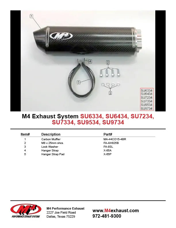 M4 Auspuff Carbonfaser zum Anschrauben 2000-2003 GSXR 750 SU7234