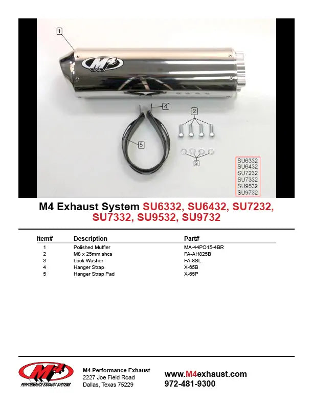 M4 Auspuff poliert zum Anschrauben 2000-2003 GSXR 750 SU7232