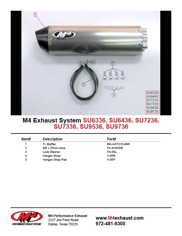 M4 Exhaust Titanium Bolt On 2004-2005 GSXR 600 SU6436