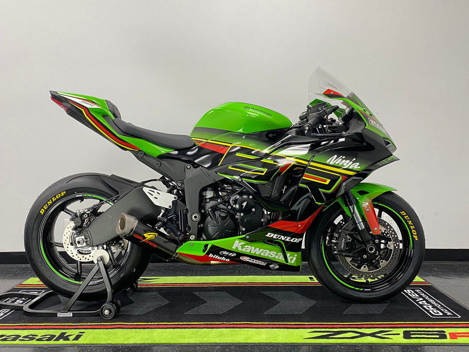 Escape Graves enlace completo titanio/carbono funciona Kawasaki ZX-6R 2019-2024 también se adapta a EXK-19ZX6-FTCW 2015-2018