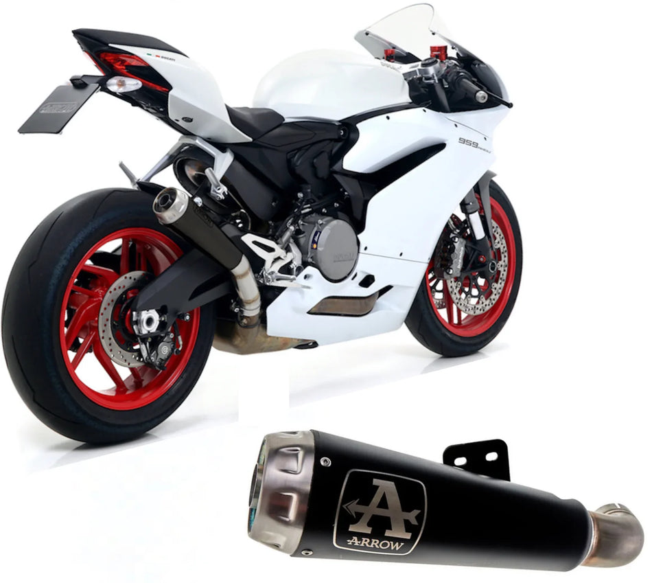 Arrow Ducati 959 Panigale Silenciador Nichrom Dark Pro-Race Homologado Con Tubo De Conexión Soldado Para Colectores Originales 71880prn