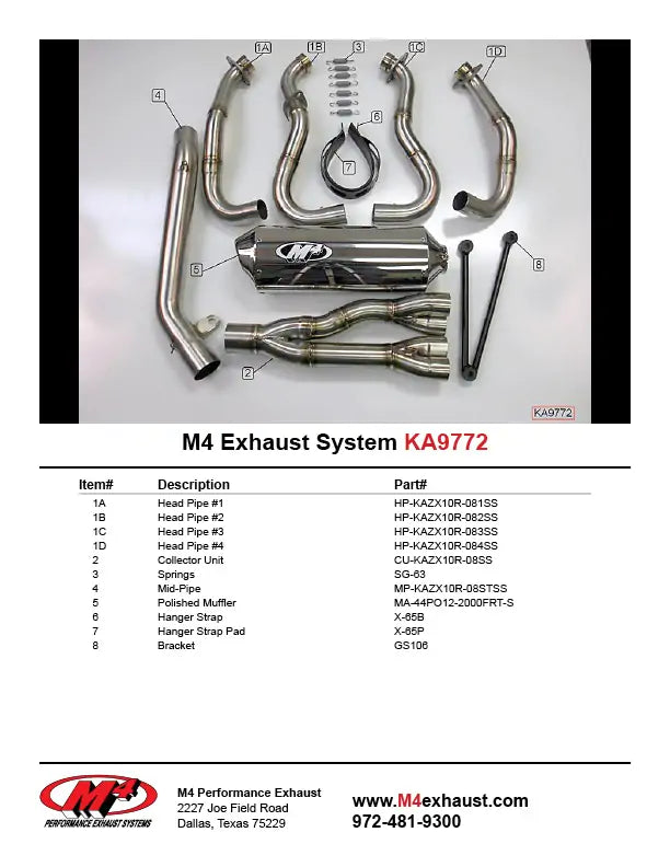 M4 Exhaust RACE Full System Polished Canister 2008-2010 ZX10 KA9772