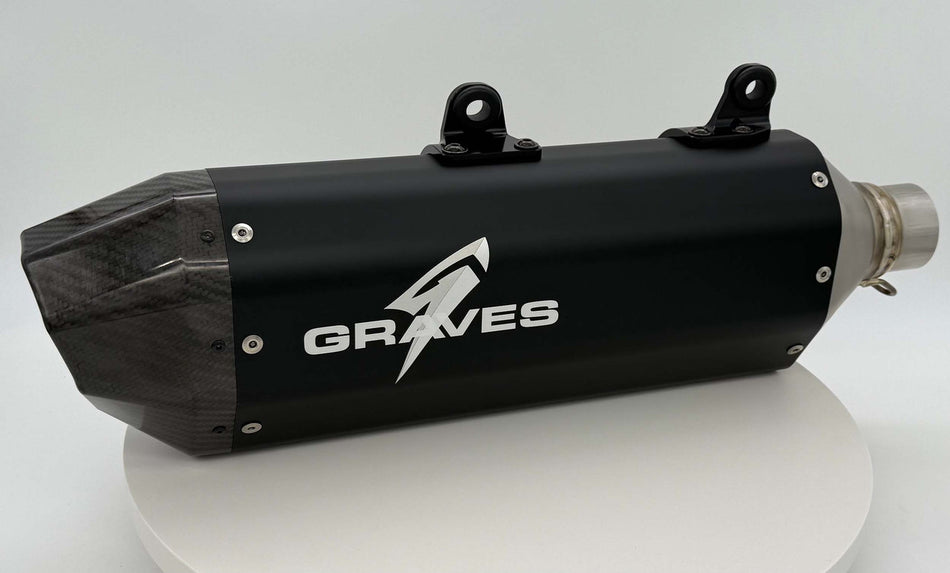 Graves KTM 350/450/500 EXC-F, XCF-W, Six Days / Husqvarna 350/450/501 FE, FEs  Gas GasEC 350F / EC 500F  2024 Dual Stage Quiet Core Stainless Exhaust - Black EXK-24EXC-SOSAK-Q