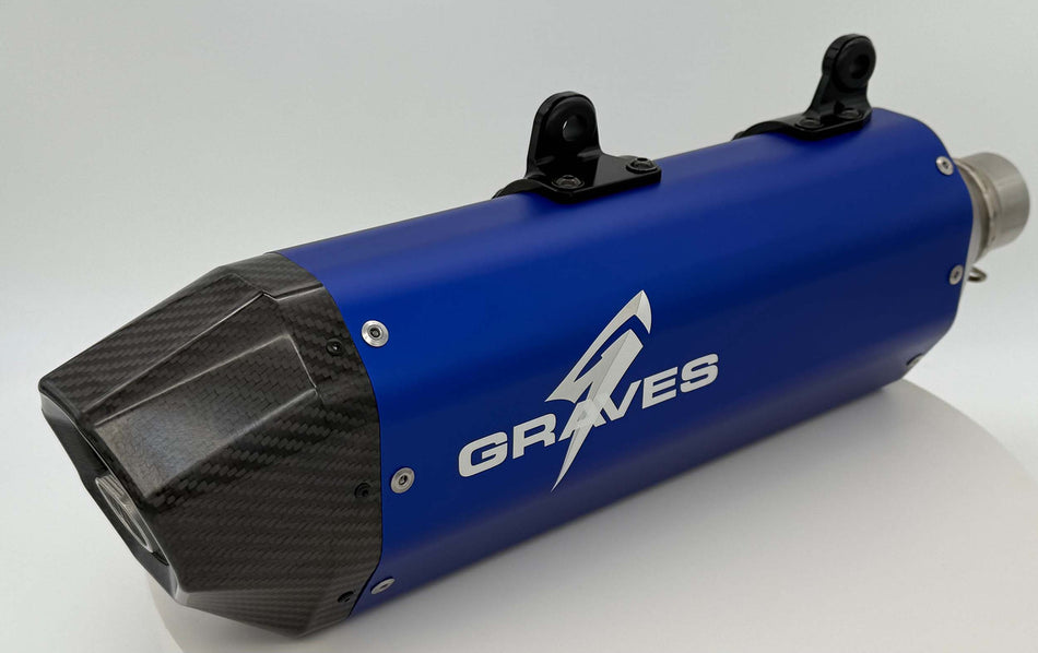 Graves KTM - Husqvarna - GasGas 2024  Multi Fitment DualSport Stainless Exhaust - Blue EXK-24EXC-SOSAB