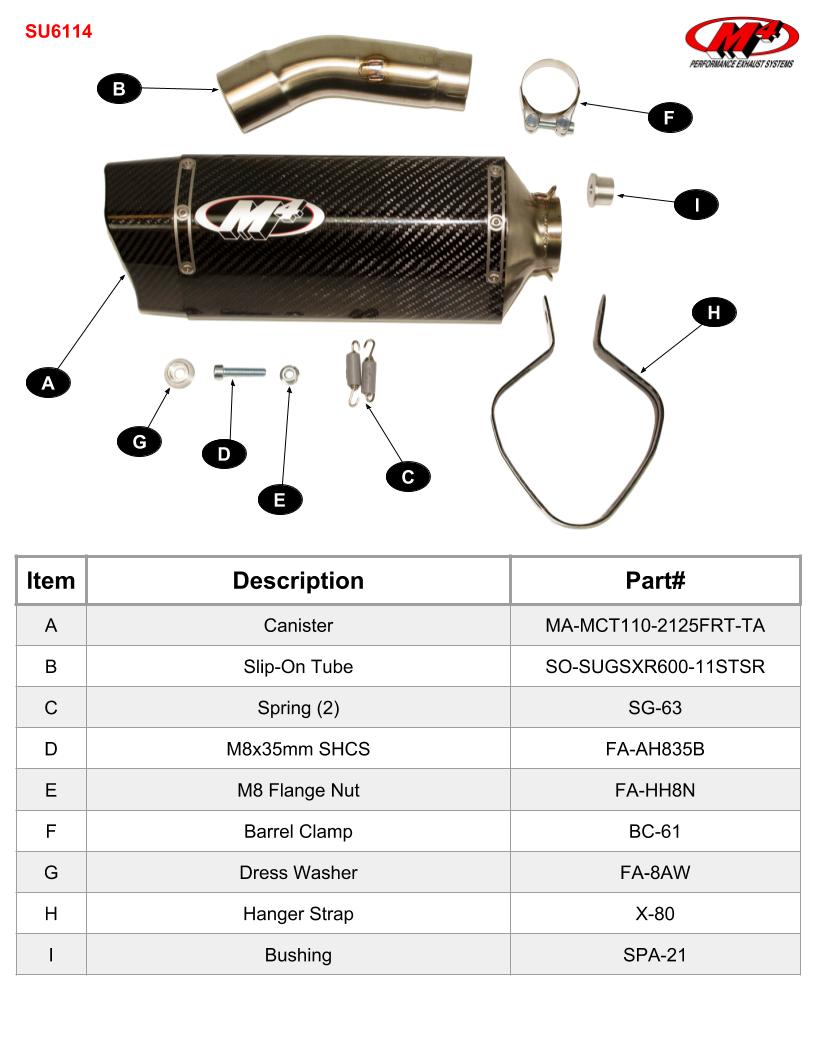 M4 Auspuff MC36 Kohlefaser Slip On 2011-2024 GSXR600/750 SU6114