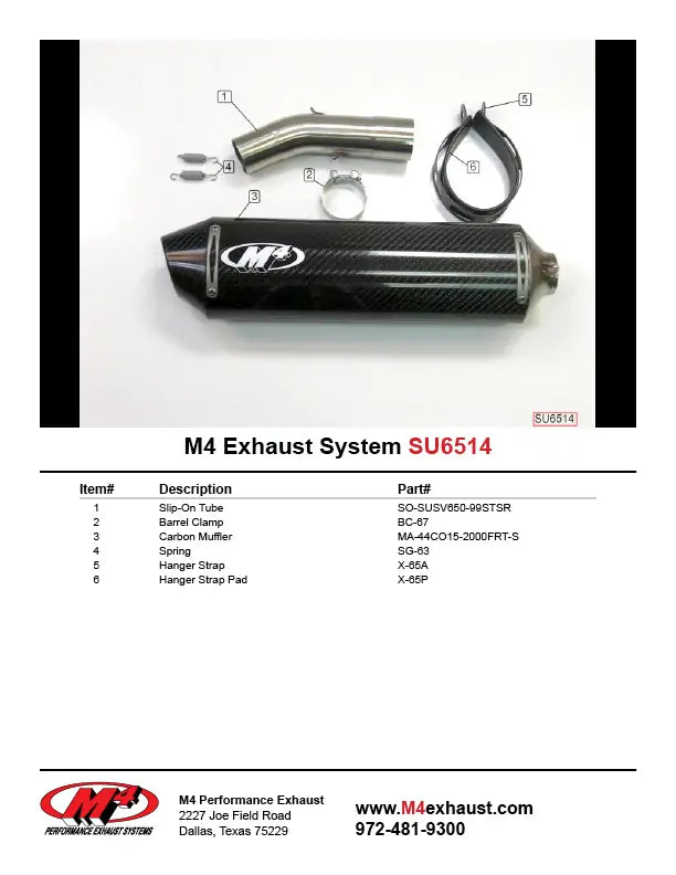 M4 Exhaust Carbon Slip On 1999-2002 SV 650 SU6514