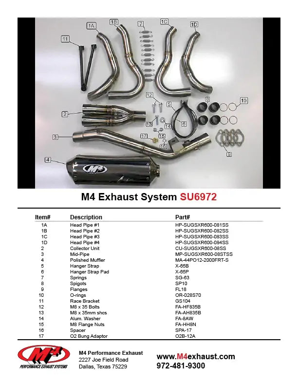 Sistema completo de escape M4, recipiente pulido 2008-2010 GSXR 600/750 SU6972