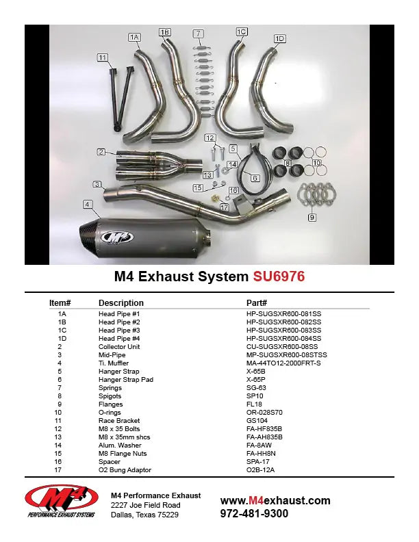 Escape M4 Sistema Completo Titanio GP 2008-2010 GSXR 600/750 SU6976-GP