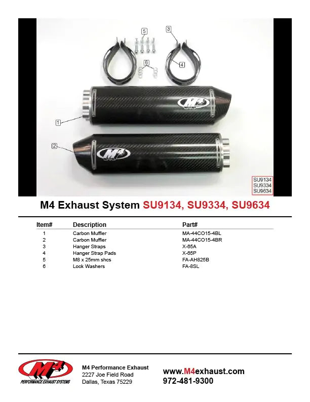 M4 Auspuff Carbonfaser-Anschraubteile 1998-2000 TL-S SU9134