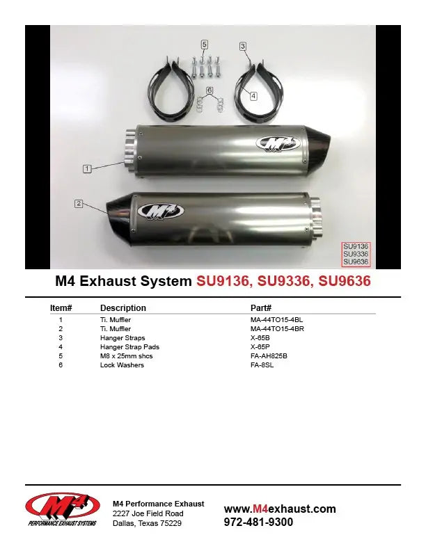 M4 Exhaust Titanium Bolt-Ons 1999-2003 TL-R SU9336