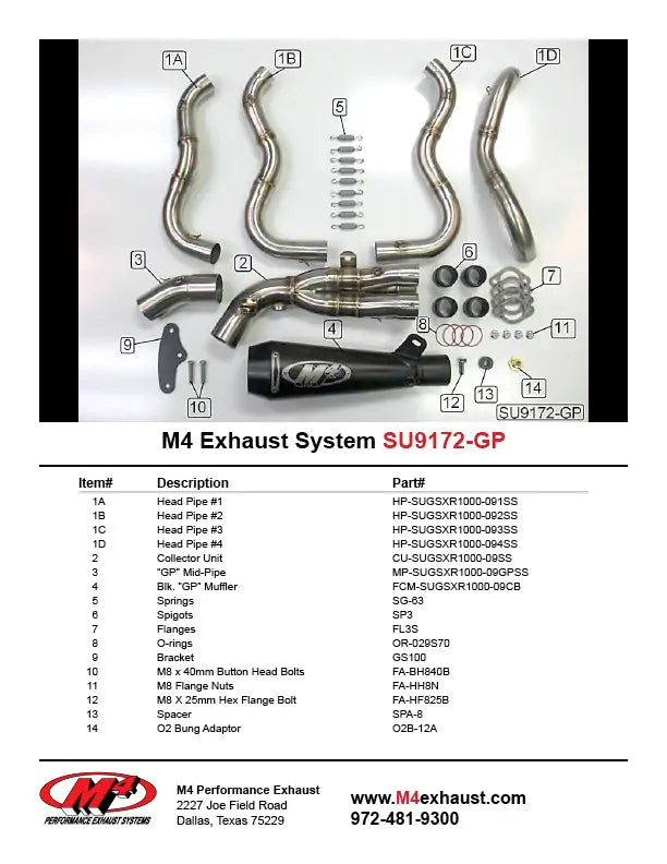 Sistema completo de escape M4 Negro GP 2009-2011 GSXR 1000 SU9172-GP