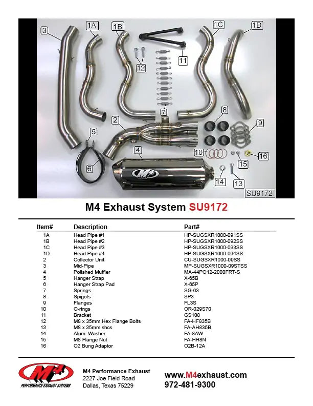 Sistema completo de escape M4, recipiente pulido 2009-2011 GSXR 1000 SU9172