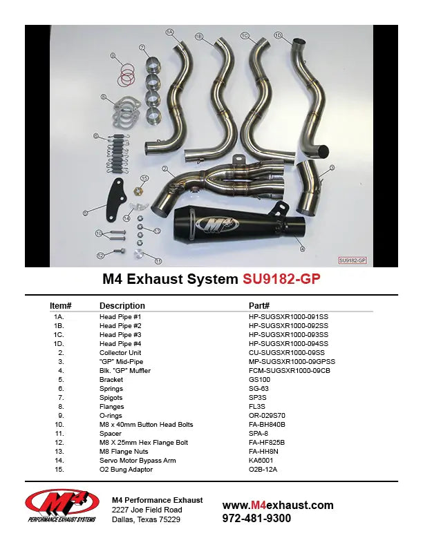 Sistema completo de escape M4 Negro GP 2012-2016 GSXR 1000 SU9182-GP