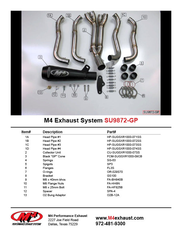 M4 Auspuff Komplettsystem Schwarz GP 2007-2008 GSXR1000 SU9872-GP