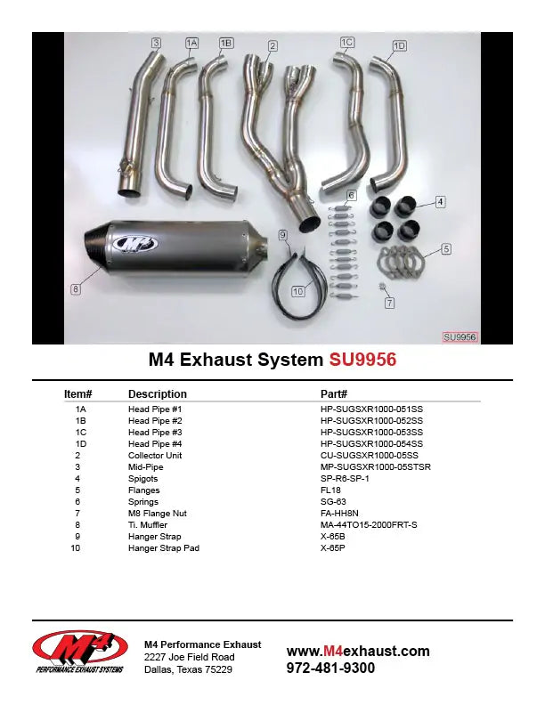 M4 Auspuff Komplettsystem Polierter Kanister 2005-2006 GSXR 1000 SU9952