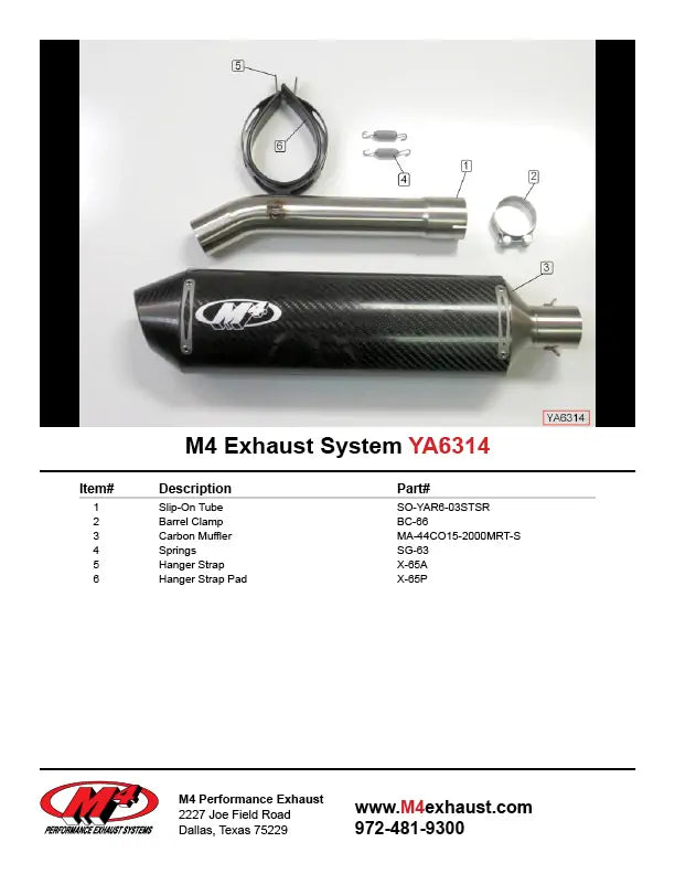 M4 Exhaust Carbon Fiber Slip On 2003-2005 R6 YA6314