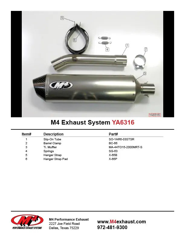 M4 Exhaust Titanium Slip On 2003-2005 R6 YA6316