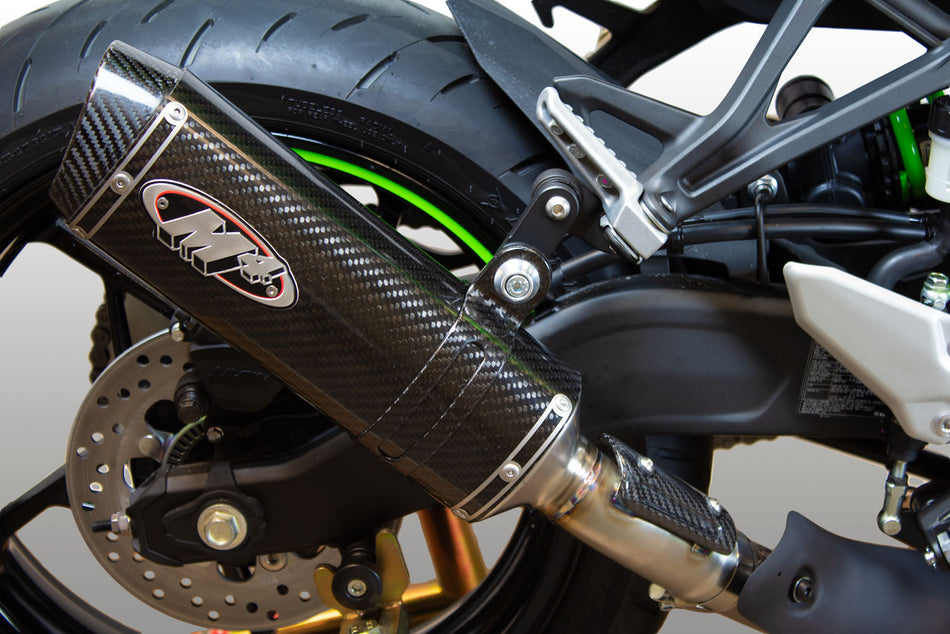 M4 slip-on with X96 carbon fiber canister and carbon fiber heat guard 2023- 2025 Kawasaki ZX-4RR  KA4414