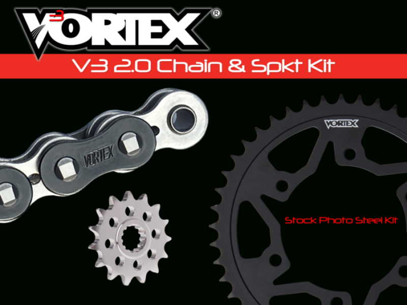 Vortex Racing V3 2.0 Chain and Sprocket Kit 3370-14,435S-46,520SX3-114- Black CK6384