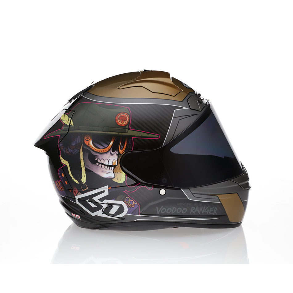 Casco 6D ATS-1R - Voodoo Ranger - Negro brillante/Oro - Pequeño 30-0805 