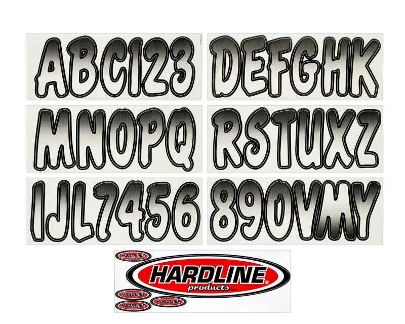 Hardline Boat Lettering Registration Kit 3 in. - 200 White/Black WHBKG200