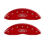 MGP 4 Caliper Covers Engraved Front & Rear Oval logo/Ford Red finish silver ch 10219SFRDRD