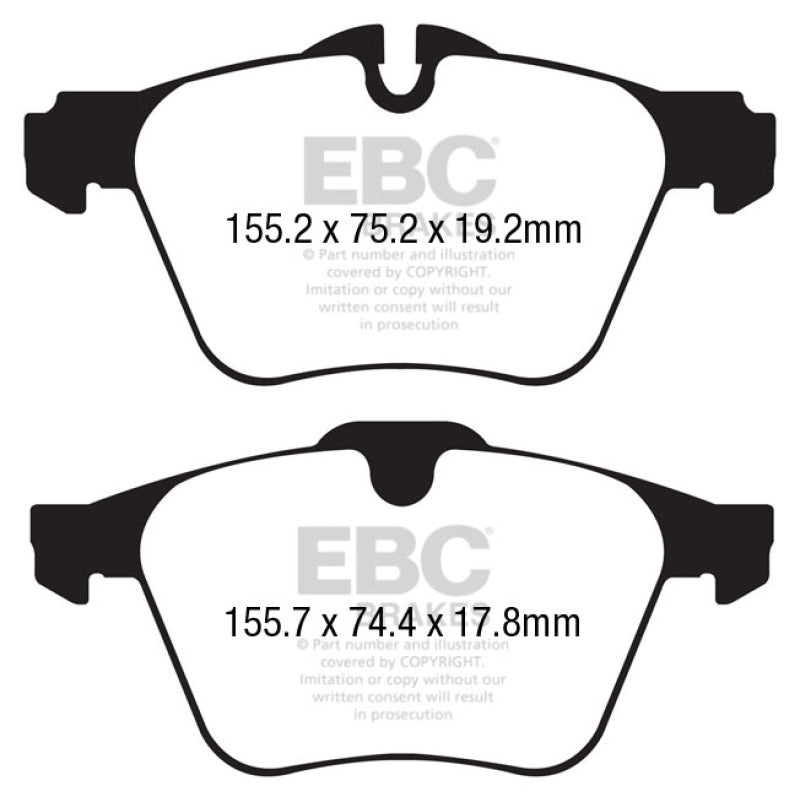 EBC 13+ Jaguar F-Type (Cast Iron Rotors Only) 3.0 Supercharged (340) Yellowstuff Front Brake Pads DP42189R