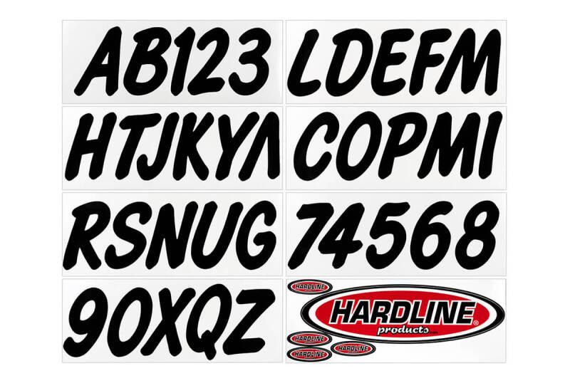 Hardline Boat Lettering Registration Kit 3 in. - 400 Black Solid BLK400EC