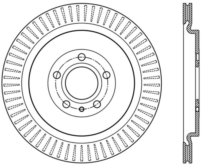 StopTech Premium High Carbon 13-14 Ford Mustang/Shelby GT500 Left Rear Disc Slotted Brake Rotor 126.61105SL