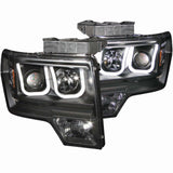 ANZO 2009-2014 Ford F-150 Projector Headlights w/ U-Bar Black 111263