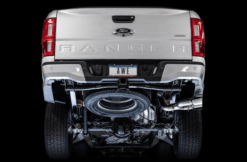 AWE Tuning 2019+ Ford Ranger 0FG Performance Exhaust System w/Chrome Silver Tips & Bash Guard 3015-22072