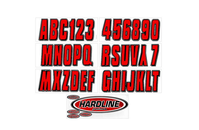 Hardline Boat Lettering Registration Kit 3 in. - 320 Red/Black REBLK320