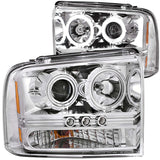 ANZO 2005-2007 Ford Excursion Projector Headlights w/ Halo Chrome w/ LED Strip (CCFL) 1pc 111118