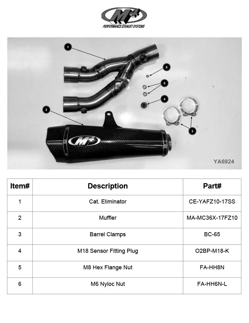 M4 Auspuff X-Model Carbonfaser Slip On 2017-2022 FZ-10 / MT-10 YA6924