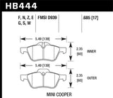 Hawk 02-06 Mini Cooper / Cooper S HP+  Street Front Brake Pads KHB444N.685