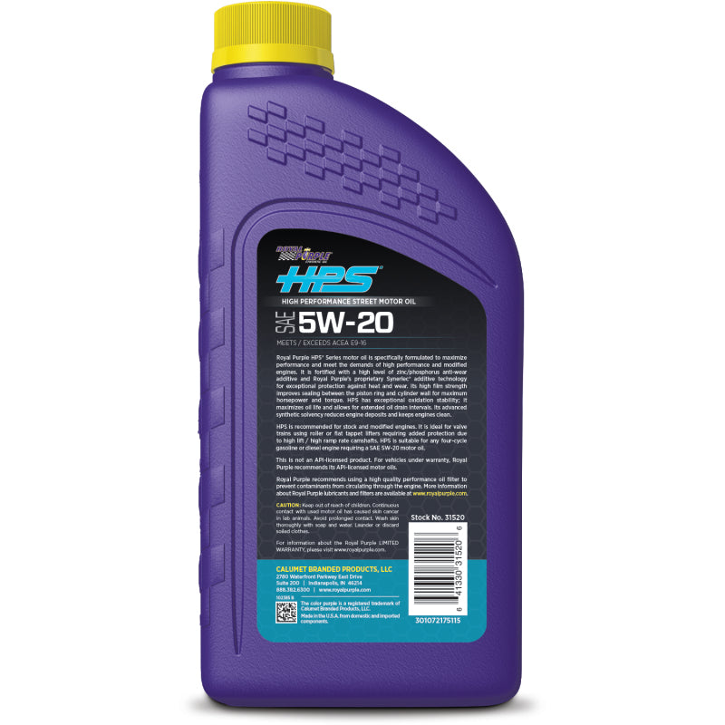 Royal Purple HPS Synthetic High Performance Street 5W-20 Motor Oil - 1 Quart 36520