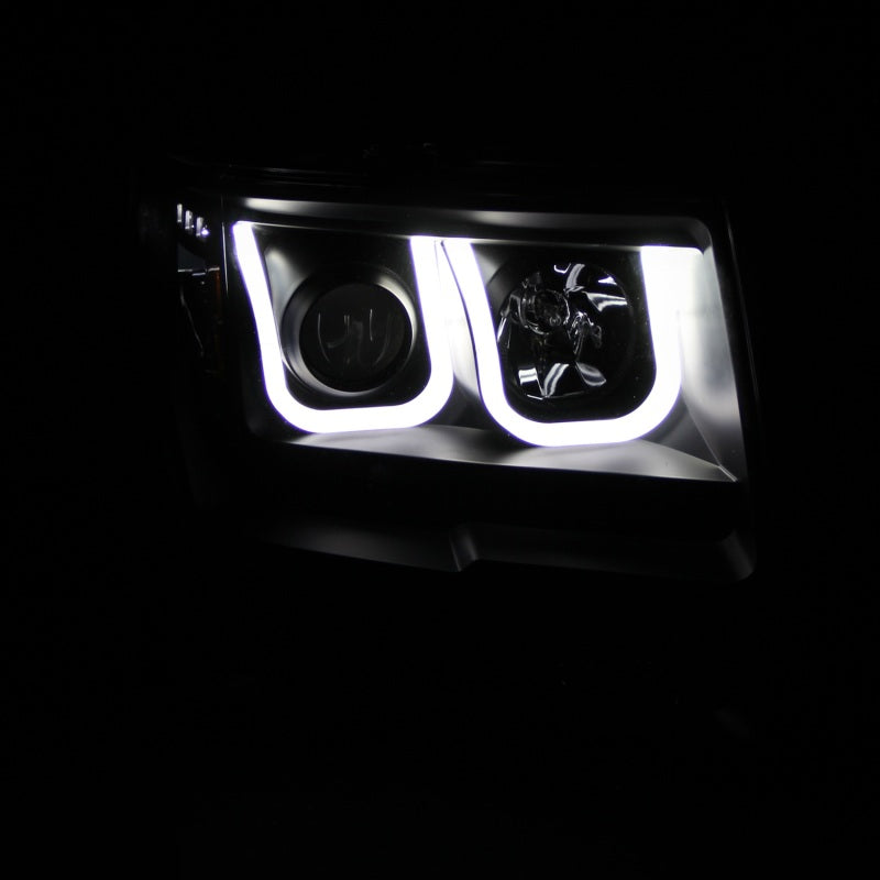 ANZO 2009-2014 Ford F-150 Projector Headlights w/ U-Bar Black 111263