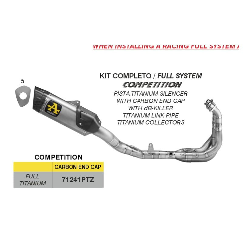 ARROW OPEN BOX 71241PTZ Arrow Yzf R9 2025  Competition Evo Titanium Full system exhaust WITH db killer