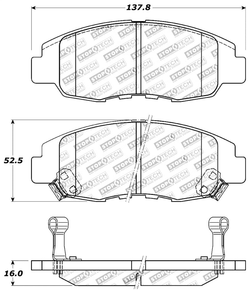 StopTech Performance 98-02 Honda Accord Coupe/Sedan 4cyl Rear Drum/Disc Front Brake Pads 309.0764