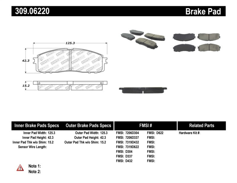 StopTech Performance 87-92 MK3 Supra Rear Brake Pads 309.0622