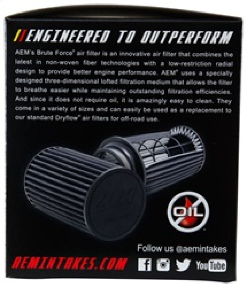 AEM Dryflow 3.25in. X 5in. Round Tapered Air Filter 21-2110BF