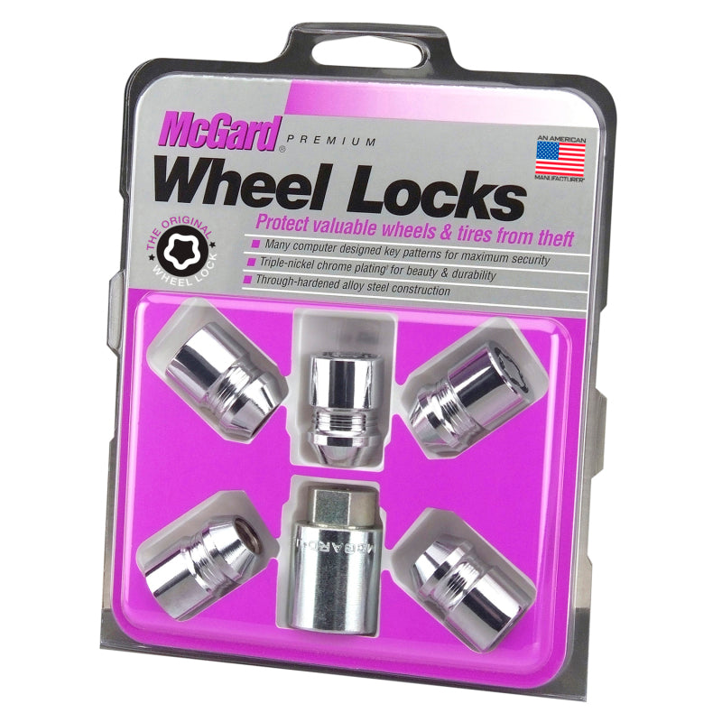 McGard Wheel Lock Nut Set - 5pk. (Cone Seat) M12X1.5 / 13/16 Hex / 1.28in. Length - Chrome 24557