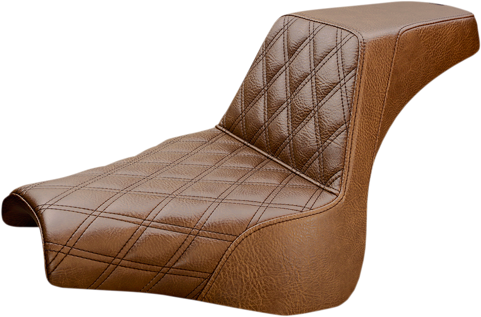 SADDLEMEN Step-Up Seat - Front Lattice Stitch - Brown - FXFB 818-28-172BR