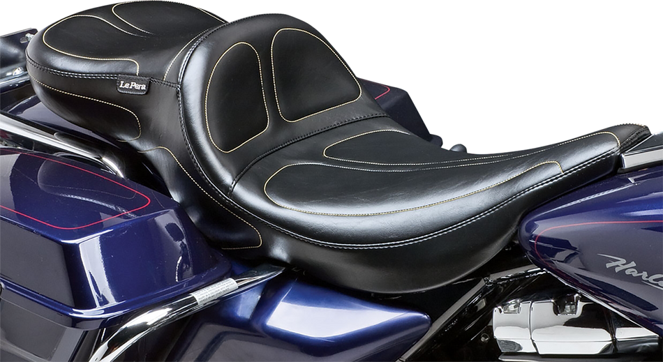 LE PERA Maverick Daddy Long Legs Seat - Black - Stitched - FLHR '02-'07 LH-957RKDL