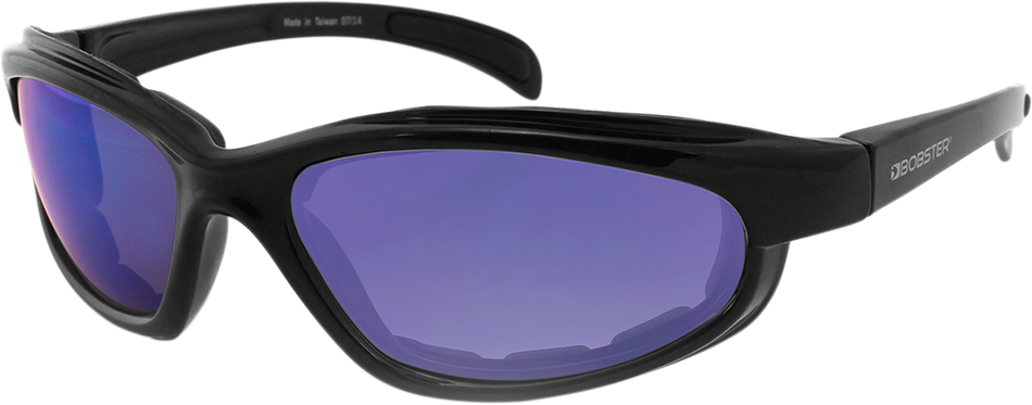 Gafas de sol BOBSTER Fat Boy - Negro brillante - Espejo cian ahumado EFB001SB 